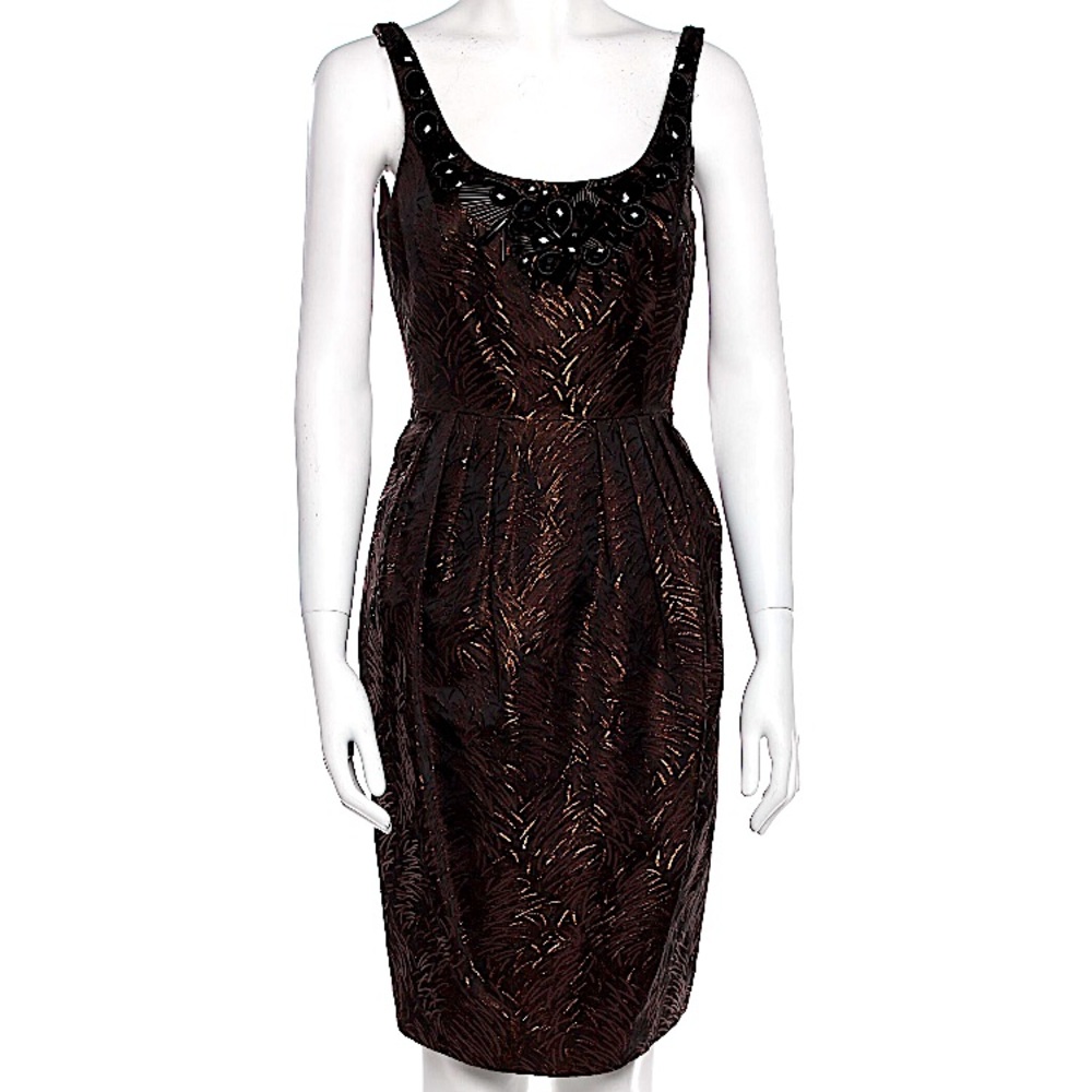 Carmen Marc Valvo Broze Beaded Dress - like new, size S (fits up to size 4)